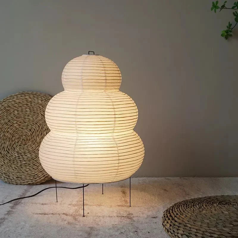 Wabi-Sabi Rice Paper Floor Lamp with Adjustable Tripod