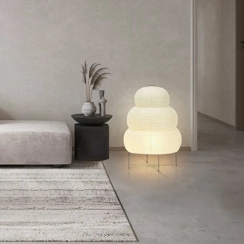 Wabi-Sabi Rice Paper Floor Lamp with Adjustable Tripod
