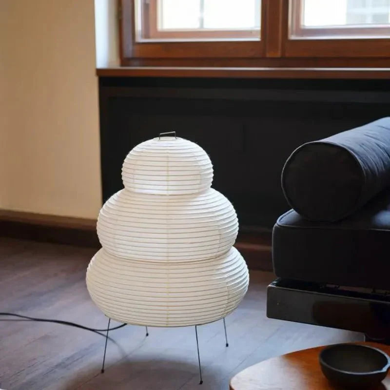 Wabi-Sabi Rice Paper Floor Lamp with Adjustable Tripod