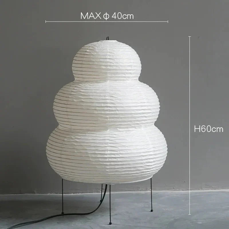 Wabi-Sabi Rice Paper Floor Lamp with Adjustable Tripod