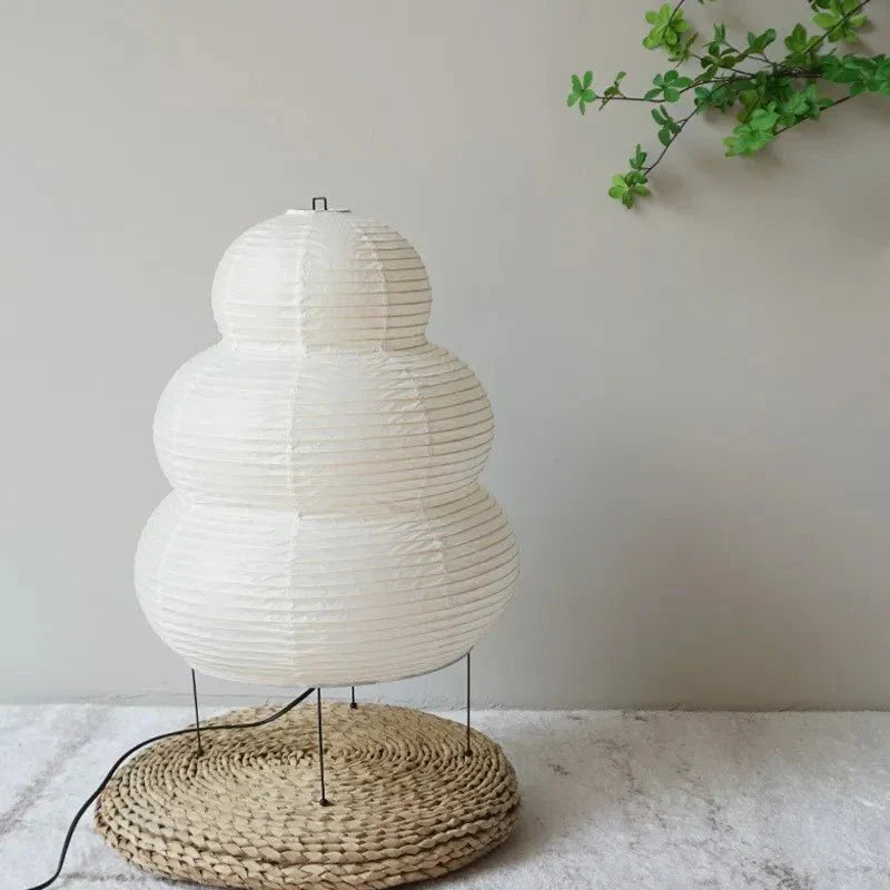 Wabi-Sabi Rice Paper Floor Lamp with Adjustable Tripod