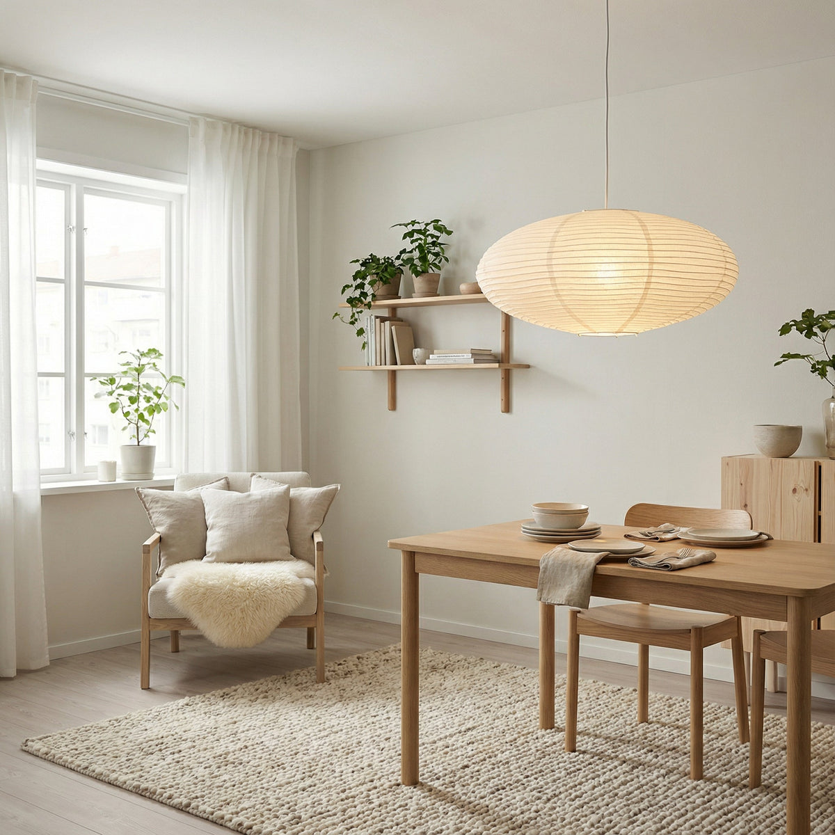 Handmade Paper Pendant Light, E27, 50cm or 60cm