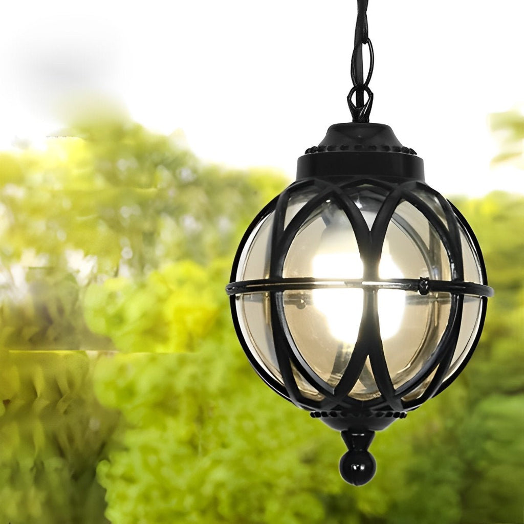 Outdoor Globe Pendant Light, Aluminium with Glass Shade, IP54