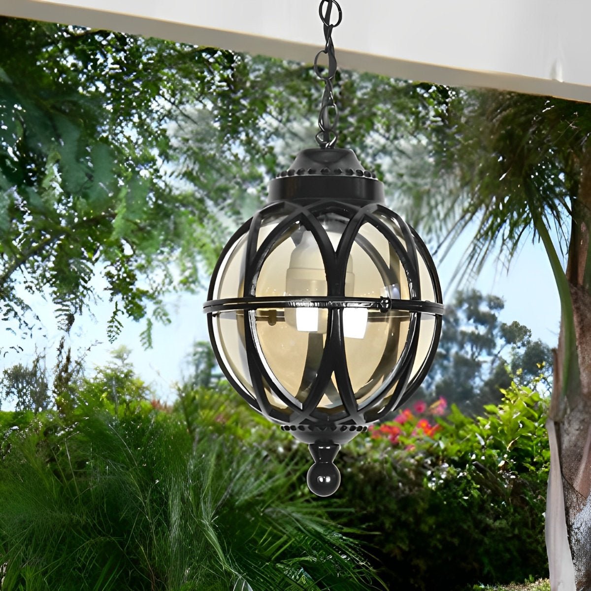 Outdoor Globe Pendant Light, Aluminium with Glass Shade, IP54