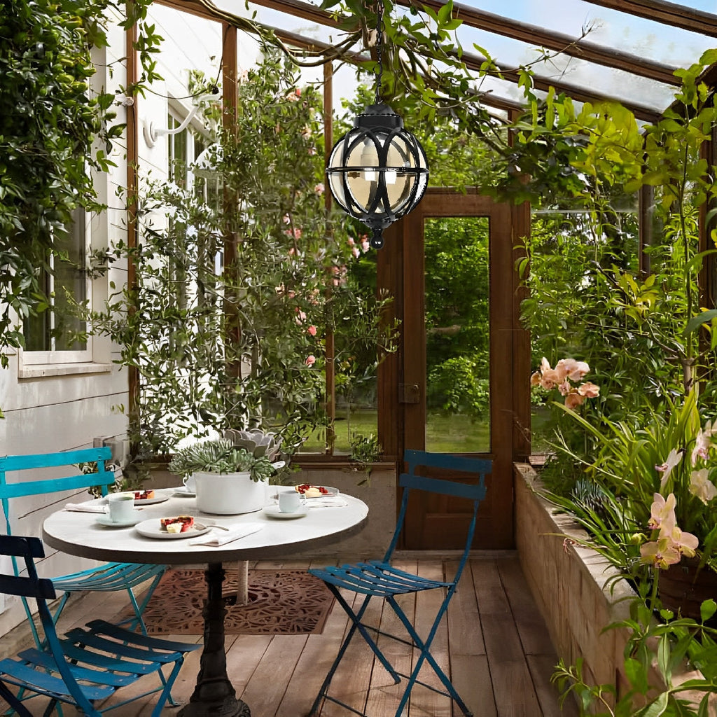 Outdoor Globe Pendant Light, Aluminium with Glass Shade, IP54