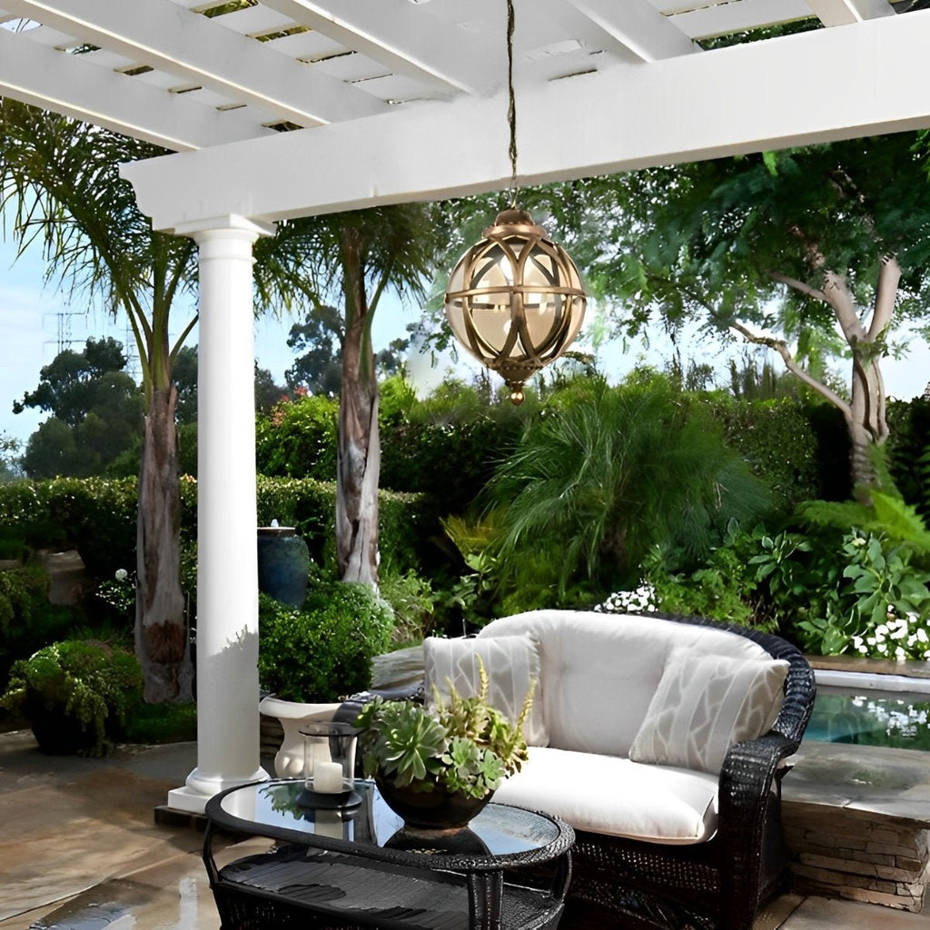 Outdoor Globe Pendant Light, Aluminium with Glass Shade, IP54