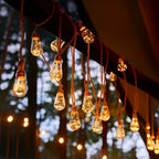 Solar Edison Bulb String Lights, 20 LEDs, 10 m, Warm White