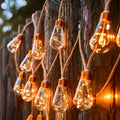 Solar Edison Bulb String Lights, 20 LEDs, 10 m, Warm White