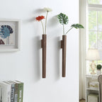 Minimalist Wall Mounted Wood Vase with Glass Test Tube
