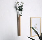 Minimalist Wall Mounted Wood Vase with Glass Test Tube