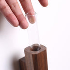 Minimalist Wall Mounted Wood Vase with Glass Test Tube