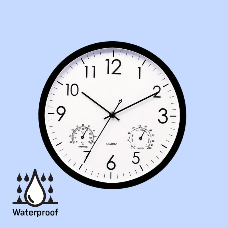 Outdoor Clock with Thermometer, Weatherproof Retro Design