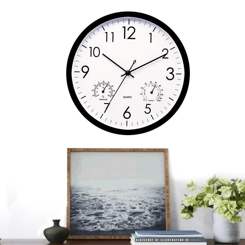 Outdoor Clock with Thermometer, Weatherproof Retro Design