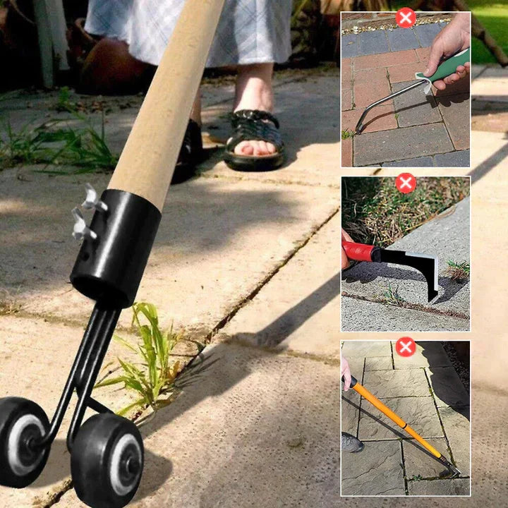 Rolling Manual Weed Remover for Paving Joints, Steel Blade