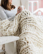 Hand-Knitted Chunky Chenille Throw Blanket