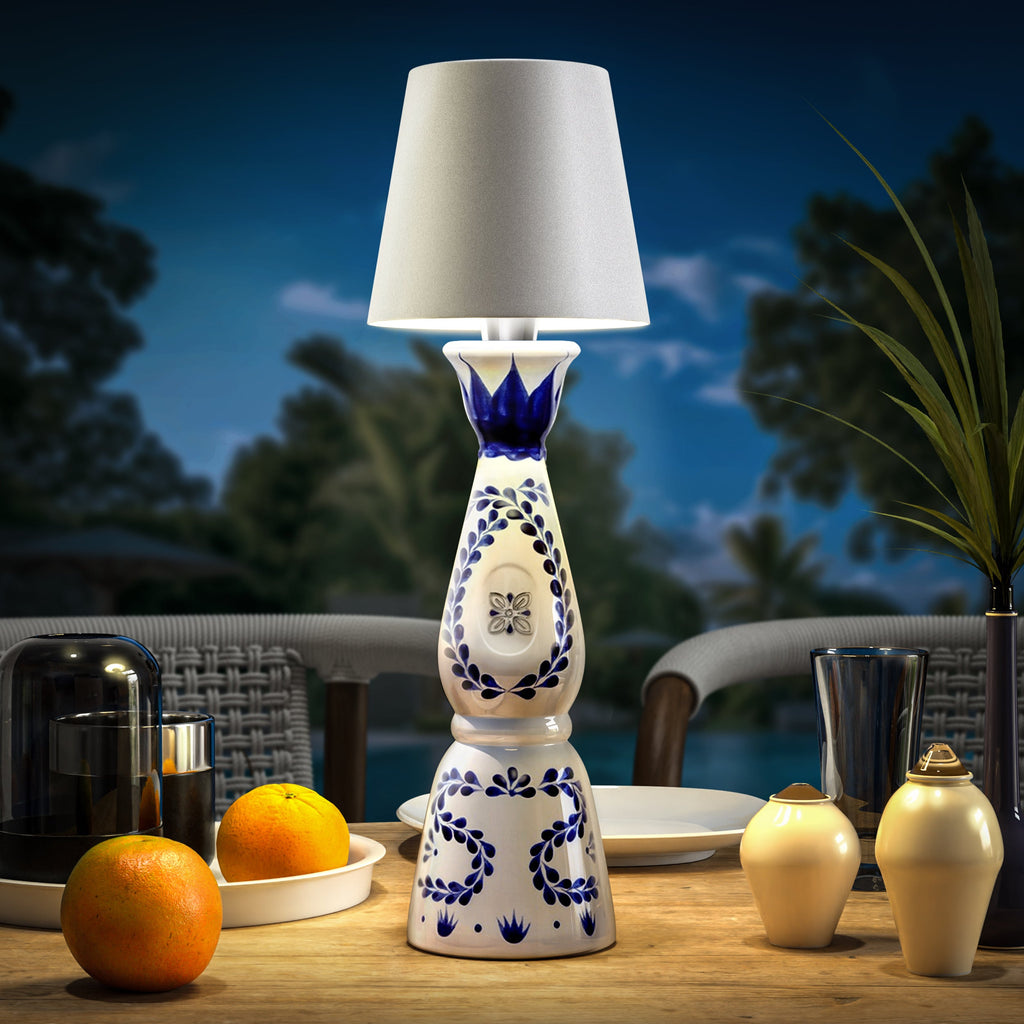Cordless Bottle Lamp with Fabric Shade, 3000K, USB-C Rechargeable