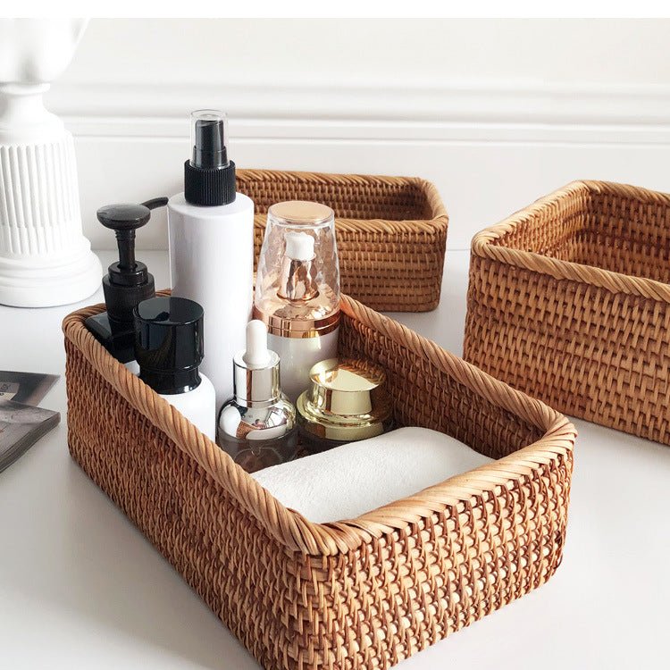 Hand-Woven Rattan Storage Basket, 3 Sizes or Set of 3