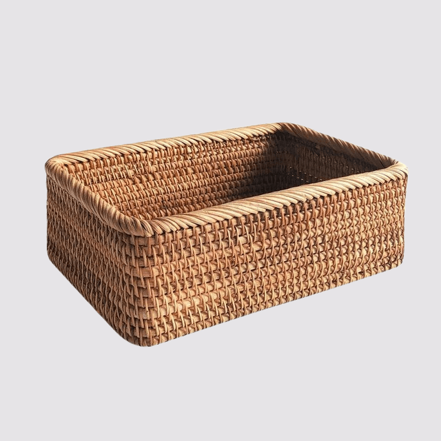 Hand-Woven Rattan Storage Basket, 3 Sizes or Set of 3