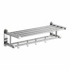 Stainless Steel Wall Towel Rack with Shelf and Hooks, 40 or 50 cm