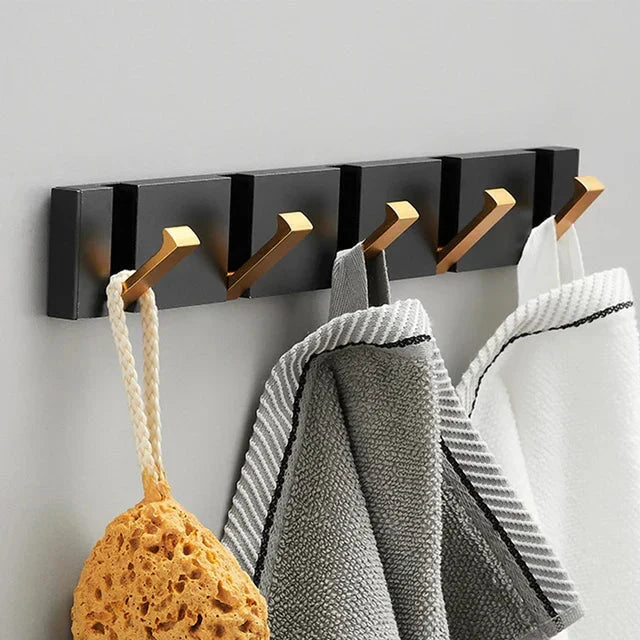 Folding Wall Hook Rack in Stainless Steel, 2 to 6 Hooks