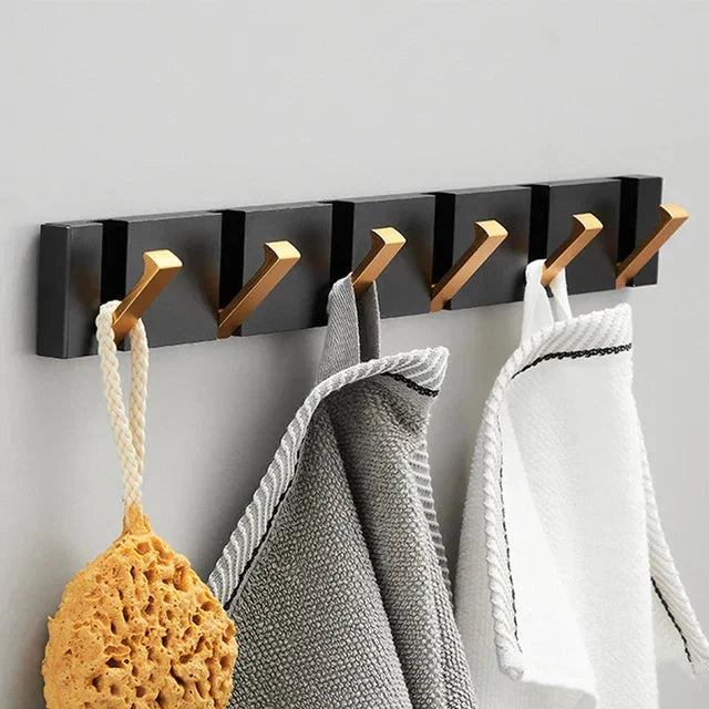 Folding Wall Hook Rack in Stainless Steel, 2 to 6 Hooks