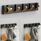 Folding Wall Hook Rack in Stainless Steel, 2 to 6 Hooks