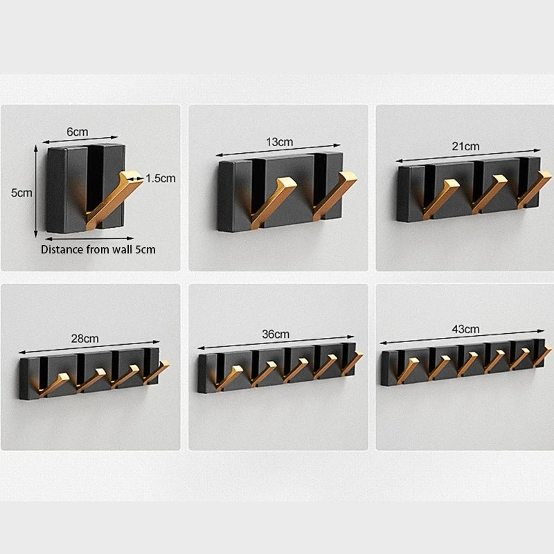 Folding Wall Hook Rack in Stainless Steel, 2 to 6 Hooks