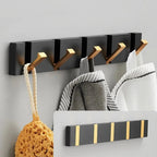 Folding Wall Hook Rail in Aluminium, 2 to 6 Hooks