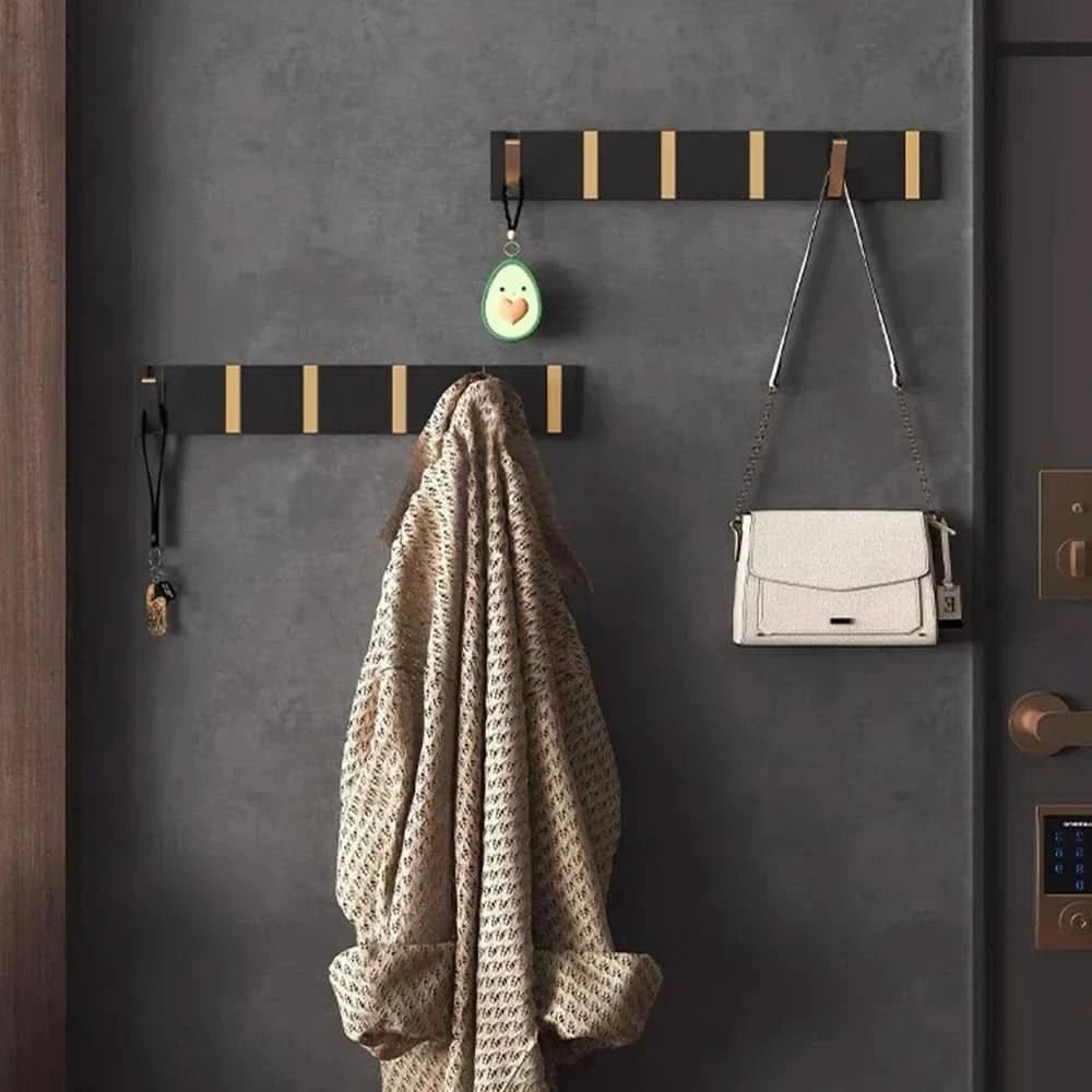 Folding Wall Hook Rail in Aluminium, 2 to 6 Hooks