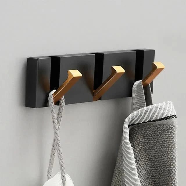 Folding Wall Hook Rail in Aluminium, 2 to 6 Hooks