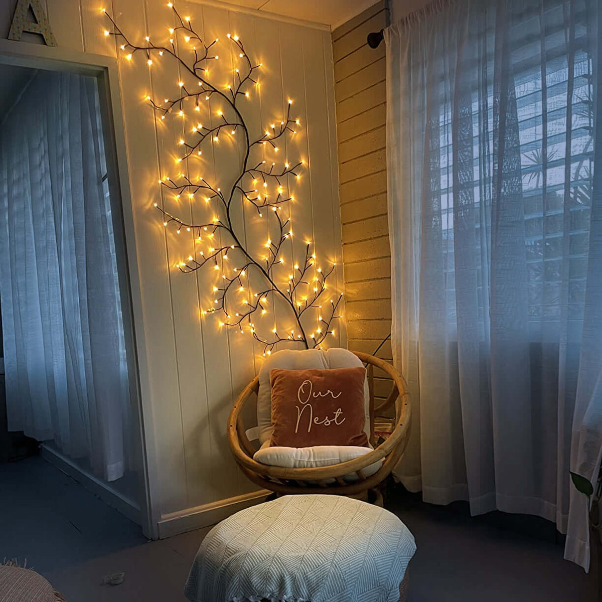 Lit Willow Branches with 144 Warm LEDs, 200 cm, Dimmable