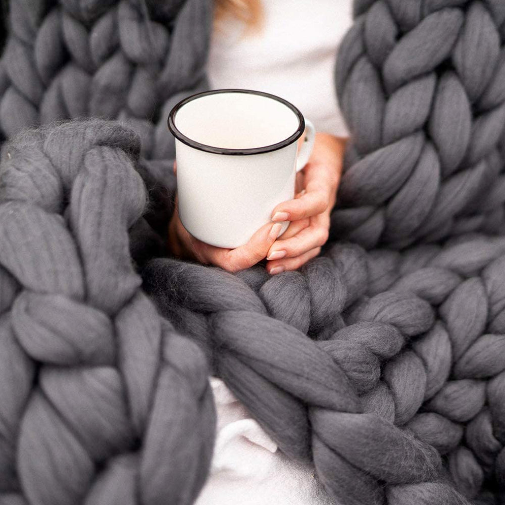 Hand-Knitted Chunky Throw, Nine Colours, Scandi Style