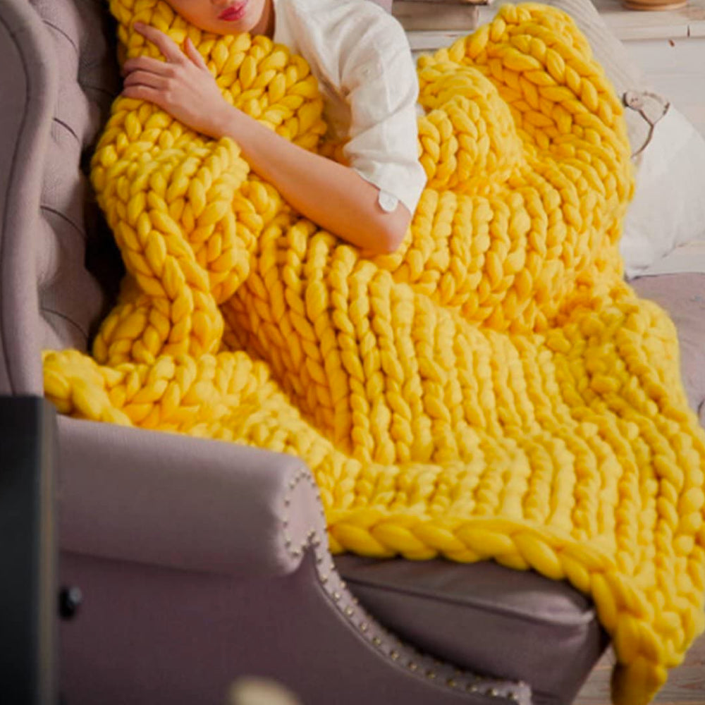 Hand-Knitted Chunky Throw, Nine Colours, Scandi Style