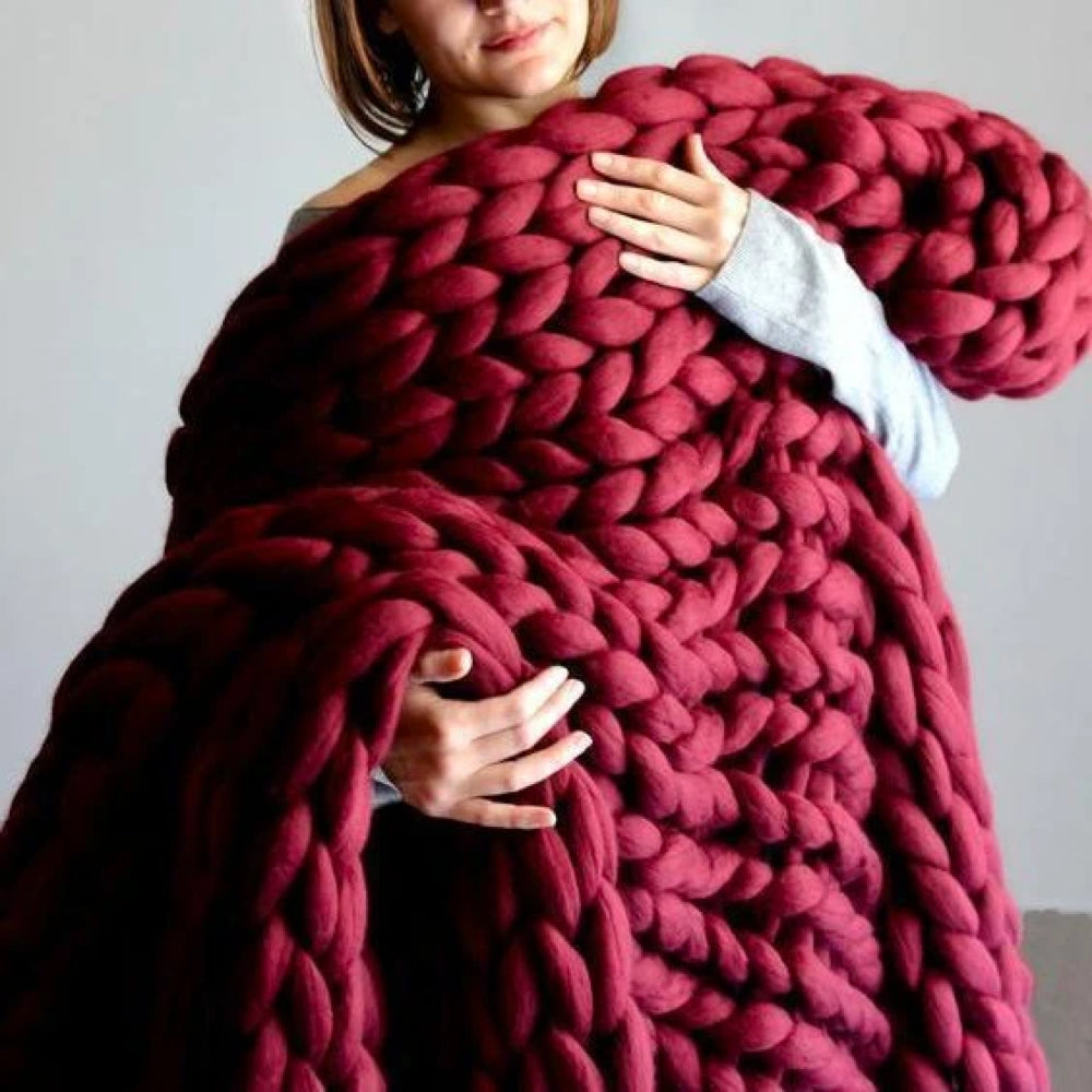 Hand-Knitted Chunky Throw, Nine Colours, Scandi Style