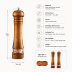Wooden Spice Mill with Adjustable Grinder and View Window