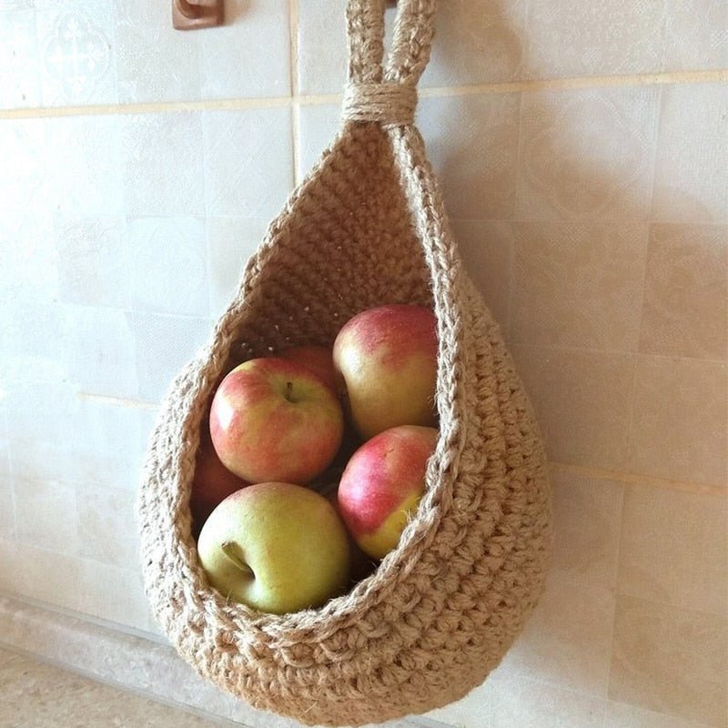 Hand-Woven Hemp Rope Hanging Baskets, Three Sizes