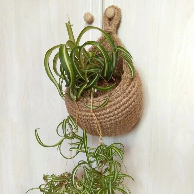 Hand-Woven Hemp Rope Hanging Baskets, Three Sizes