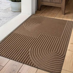 Ribbed PVC Doormat with Geometric Arch Pattern
