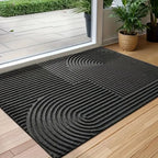 Ribbed PVC Doormat with Geometric Arch Pattern