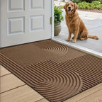 Ribbed PVC Doormat with Geometric Arch Pattern
