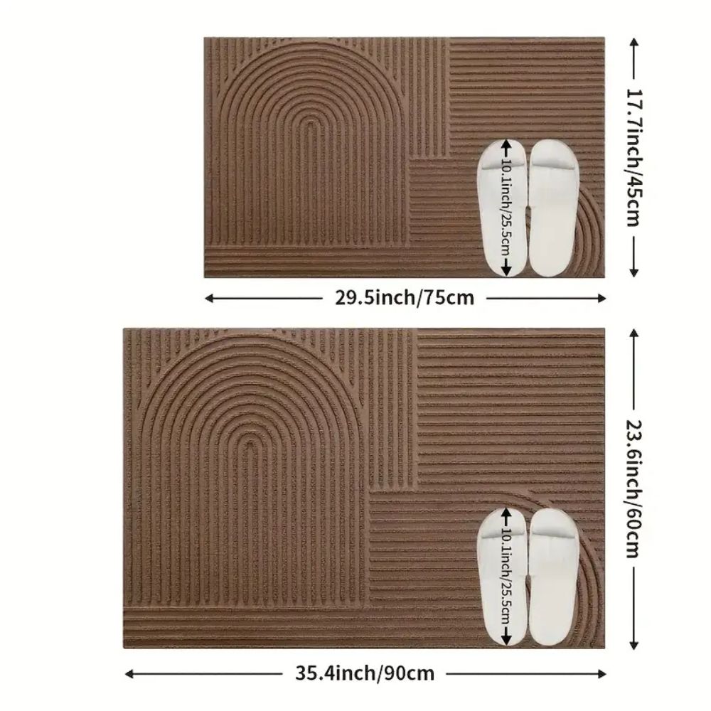 Ribbed PVC Doormat with Geometric Arch Pattern