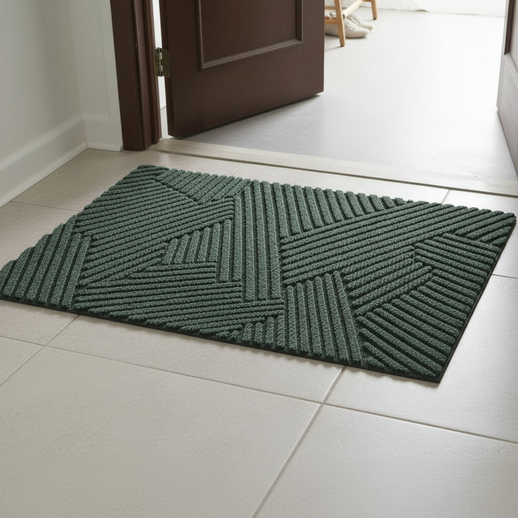 Non-Slip Geometric Ribbed Doormat in Two Sizes