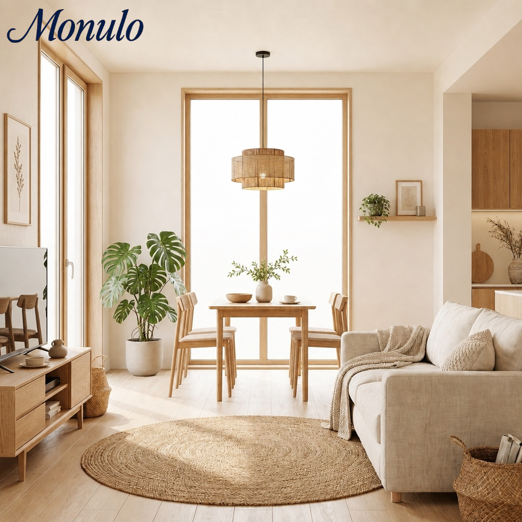 Handwoven Hemp Rope and Rattan Drum Pendant Light