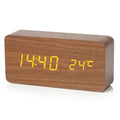 Scandinavian Digital Alarm Clock with Thermometer, Wood Case