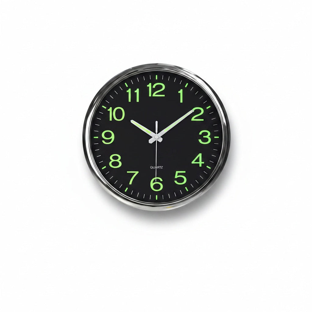 Round Quartz Wall Clock with Glow-in-the-Dark Numerals, 30 cm