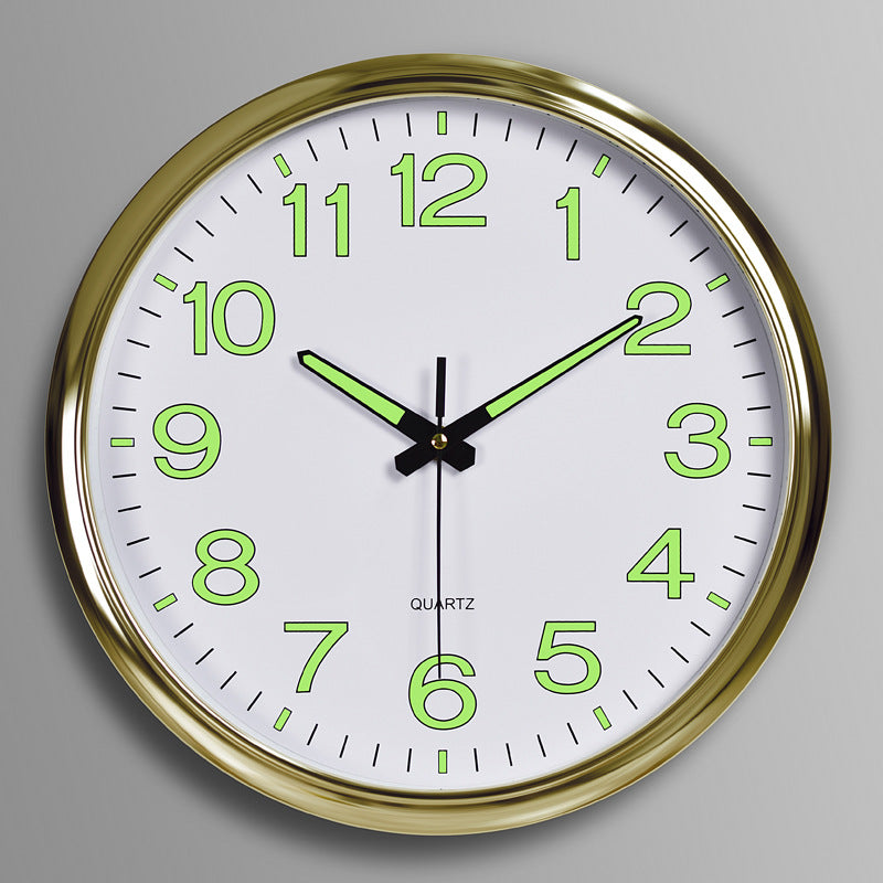 Round Quartz Wall Clock with Glow-in-the-Dark Numerals, 30 cm