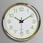 Round Quartz Wall Clock with Glow-in-the-Dark Numerals, 30 cm