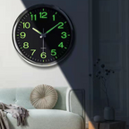 Round Quartz Wall Clock with Glow-in-the-Dark Numerals, 30 cm