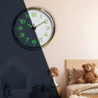 Round Quartz Wall Clock with Glow-in-the-Dark Numerals, 30 cm