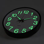 Round Quartz Wall Clock with Glow-in-the-Dark Numerals, 30 cm